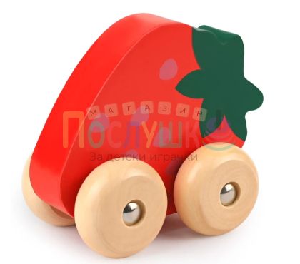 Детска дървена количка - ягода
