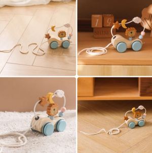 Дървено влакче за дърпане със сортер